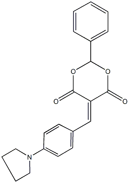 2-phenyl-5-[4-(1-pyrrolidinyl)benzylidene]-1,3-dioxane-4,6-dione 结构式