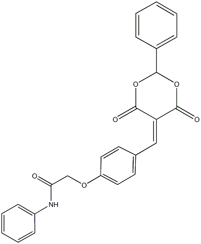 2-{4-[(4,6-dioxo-2-phenyl-1,3-dioxan-5-ylidene)methyl]phenoxy}-N-phenylacetamide 结构式