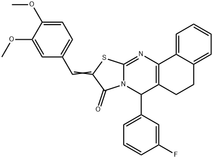 10-(3,4-dimethoxybenzylidene)-7-(3-fluorophenyl)-5,7-dihydro-6H-benzo[h][1,3]thiazolo[2,3-b]quinazolin-9(10H)-one 结构式