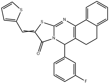 7-(3-fluorophenyl)-10-(2-thienylmethylene)-5,7-dihydro-6H-benzo[h][1,3]thiazolo[2,3-b]quinazolin-9(10H)-one 结构式