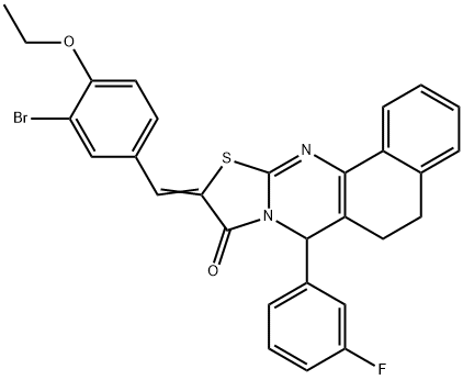 10-(3-bromo-4-ethoxybenzylidene)-7-(3-fluorophenyl)-5,7-dihydro-6H-benzo[h][1,3]thiazolo[2,3-b]quinazolin-9(10H)-one 结构式