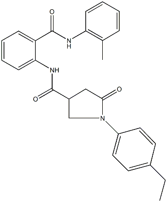 1-(4-ethylphenyl)-5-oxo-N-[2-(2-toluidinocarbonyl)phenyl]-3-pyrrolidinecarboxamide 结构式