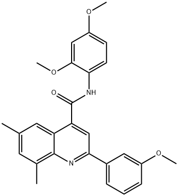 N-(2,4-dimethoxyphenyl)-2-(3-methoxyphenyl)-6,8-dimethyl-4-quinolinecarboxamide 结构式