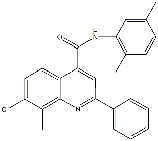 7-chloro-N-(2,5-dimethylphenyl)-8-methyl-2-phenyl-4-quinolinecarboxamide 结构式