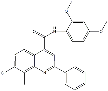 7-chloro-N-(2,4-dimethoxyphenyl)-8-methyl-2-phenyl-4-quinolinecarboxamide 结构式