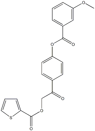 2-{4-[(3-methoxybenzoyl)oxy]phenyl}-2-oxoethyl 2-thiophenecarboxylate 结构式