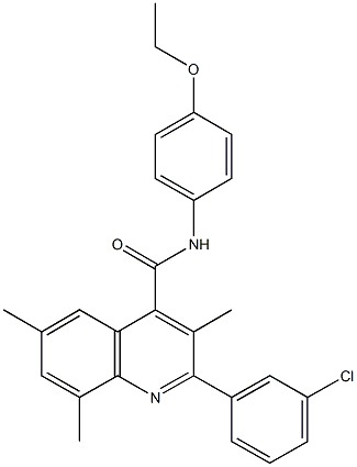 2-(3-chlorophenyl)-N-(4-ethoxyphenyl)-3,6,8-trimethyl-4-quinolinecarboxamide 结构式
