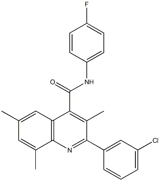 2-(3-chlorophenyl)-N-(4-fluorophenyl)-3,6,8-trimethyl-4-quinolinecarboxamide 结构式