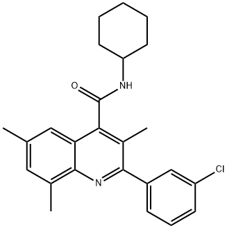 2-(3-chlorophenyl)-N-cyclohexyl-3,6,8-trimethyl-4-quinolinecarboxamide 结构式