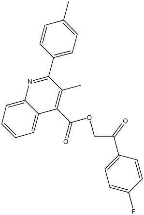 2-(4-fluorophenyl)-2-oxoethyl 3-methyl-2-(4-methylphenyl)-4-quinolinecarboxylate 结构式
