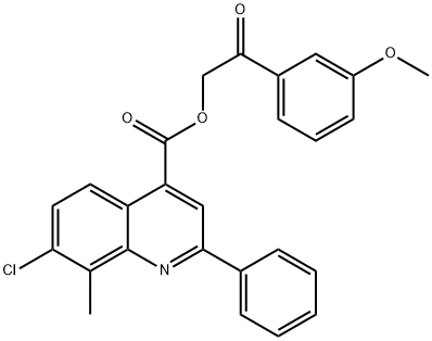 2-(3-methoxyphenyl)-2-oxoethyl 7-chloro-8-methyl-2-phenyl-4-quinolinecarboxylate 结构式