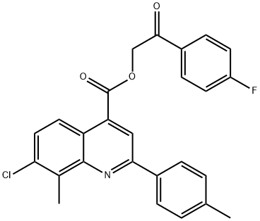 2-(4-fluorophenyl)-2-oxoethyl 7-chloro-8-methyl-2-(4-methylphenyl)-4-quinolinecarboxylate 结构式