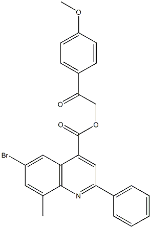 2-(4-methoxyphenyl)-2-oxoethyl 6-bromo-8-methyl-2-phenyl-4-quinolinecarboxylate 结构式