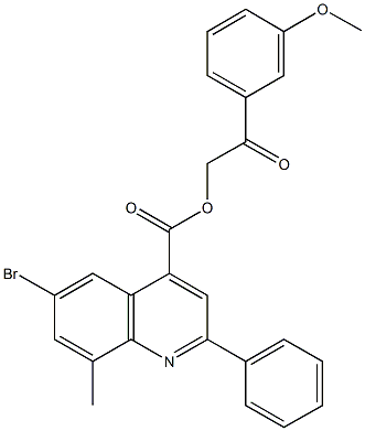 2-(3-methoxyphenyl)-2-oxoethyl 6-bromo-8-methyl-2-phenyl-4-quinolinecarboxylate 结构式