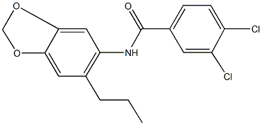 3,4-dichloro-N-(6-propyl-1,3-benzodioxol-5-yl)benzamide 结构式