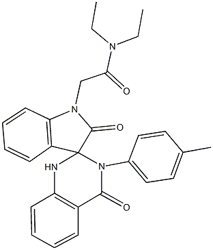 N,N-diethyl-2-[3'-(4-methylphenyl)-2,4'(1'H)-dioxo-2,2',3,3'-tetrahydrospiro(1H-indole-3,2'-quinazoline)-1-yl]acetamide 结构式