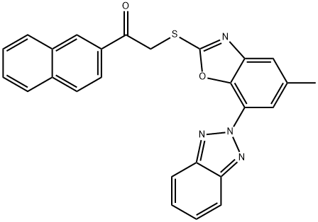 2-{[7-(2H-1,2,3-benzotriazol-2-yl)-5-methyl-1,3-benzoxazol-2-yl]sulfanyl}-1-(2-naphthyl)ethanone 结构式