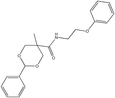5-methyl-N-(2-phenoxyethyl)-2-phenyl-1,3-dioxane-5-carboxamide 结构式