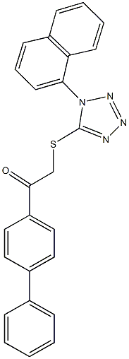 1-[1,1'-biphenyl]-4-yl-2-{[1-(1-naphthyl)-1H-tetraazol-5-yl]sulfanyl}ethanone 结构式