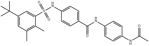 N-[4-(acetylamino)phenyl]-4-{[(5-tert-butyl-2,3-dimethylphenyl)sulfonyl]amino}benzamide 结构式