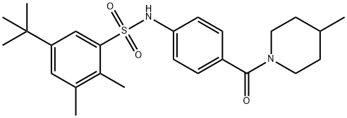 5-tert-butyl-2,3-dimethyl-N-{4-[(4-methyl-1-piperidinyl)carbonyl]phenyl}benzenesulfonamide 结构式