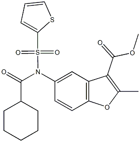 methyl 5-[(cyclohexylcarbonyl)(2-thienylsulfonyl)amino]-2-methyl-1-benzofuran-3-carboxylate 结构式