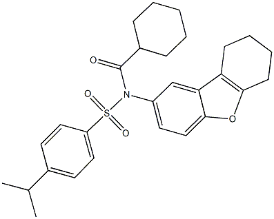 N-(cyclohexylcarbonyl)-4-isopropyl-N-(6,7,8,9-tetrahydrodibenzo[b,d]furan-2-yl)benzenesulfonamide 结构式