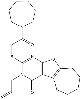 3-allyl-2-{[2-(1-azepanyl)-2-oxoethyl]sulfanyl}-3,5,6,7,8,9-hexahydro-4H-cyclohepta[4,5]thieno[2,3-d]pyrimidin-4-one 结构式