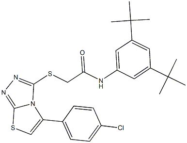 2-{[5-(4-chlorophenyl)[1,3]thiazolo[2,3-c][1,2,4]triazol-3-yl]sulfanyl}-N-(3,5-ditert-butylphenyl)acetamide 结构式