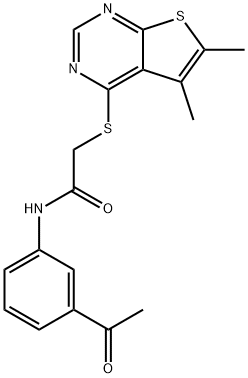 N-(3-acetylphenyl)-2-[(5,6-dimethylthieno[2,3-d]pyrimidin-4-yl)sulfanyl]acetamide 结构式