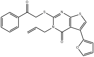 3-allyl-5-(2-furyl)-2-[(2-oxo-2-phenylethyl)sulfanyl]thieno[2,3-d]pyrimidin-4(3H)-one 结构式