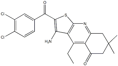 3-amino-2-(3,4-dichlorobenzoyl)-4-ethyl-7,7-dimethyl-7,8-dihydrothieno[2,3-b]quinolin-5(6H)-one 结构式