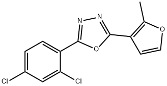 2-(2,4-dichlorophenyl)-5-(2-methyl-3-furyl)-1,3,4-oxadiazole 结构式