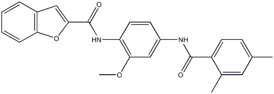 N-{4-[(2,4-dimethylbenzoyl)amino]-2-methoxyphenyl}-1-benzofuran-2-carboxamide 结构式