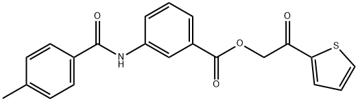 2-oxo-2-(2-thienyl)ethyl 3-[(4-methylbenzoyl)amino]benzoate 结构式