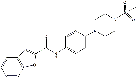 N-{4-[4-(methylsulfonyl)-1-piperazinyl]phenyl}-1-benzofuran-2-carboxamide 结构式
