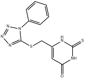 2-mercapto-6-{[(1-phenyl-1H-tetraazol-5-yl)thio]methyl}-4-pyrimidinol 结构式