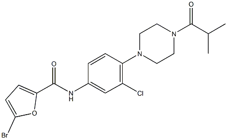 5-bromo-N-[3-chloro-4-(4-isobutyryl-1-piperazinyl)phenyl]-2-furamide 结构式