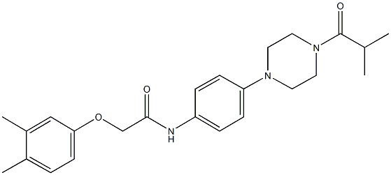 2-(3,4-dimethylphenoxy)-N-[4-(4-isobutyryl-1-piperazinyl)phenyl]acetamide 结构式