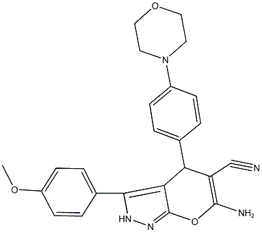 6-amino-3-(4-methoxyphenyl)-4-[4-(4-morpholinyl)phenyl]-2,4-dihydropyrano[2,3-c]pyrazole-5-carbonitrile 结构式