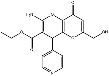 ethyl 2-amino-6-(hydroxymethyl)-8-oxo-4-(4-pyridinyl)-4,8-dihydropyrano[3,2-b]pyran-3-carboxylate 结构式