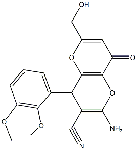 2-amino-4-(2,3-dimethoxyphenyl)-6-(hydroxymethyl)-8-oxo-4,8-dihydropyrano[3,2-b]pyran-3-carbonitrile 结构式