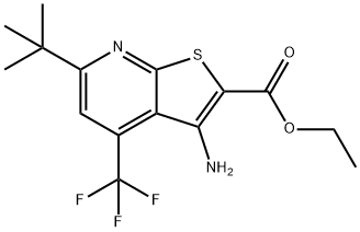 ethyl 3-amino-6-tert-butyl-4-(trifluoromethyl)thieno[2,3-b]pyridine-2-carboxylate 结构式