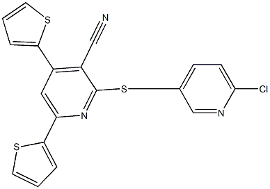 2-{[(6-chloro-3-pyridinyl)methyl]sulfanyl}-4,6-di(2-thienyl)nicotinonitrile 结构式
