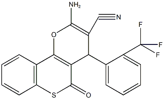 2-amino-5-oxo-4-[2-(trifluoromethyl)phenyl]-4H,5H-thiochromeno[4,3-b]pyran-3-carbonitrile 结构式