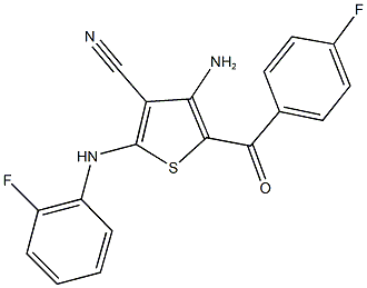 4-amino-2-(2-fluoroanilino)-5-(4-fluorobenzoyl)-3-thiophenecarbonitrile 结构式