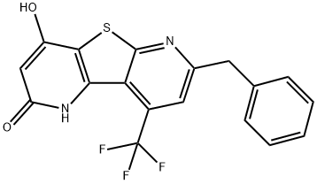 7-benzyl-9-(trifluoromethyl)pyrido[2',3':4,5]thieno[2,3-b]pyridine-2,4-diol 结构式
