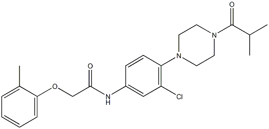 N-[3-chloro-4-(4-isobutyryl-1-piperazinyl)phenyl]-2-(2-methylphenoxy)acetamide 结构式