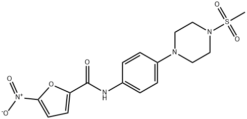 5-nitro-N-{4-[4-(methylsulfonyl)-1-piperazinyl]phenyl}-2-furamide 结构式