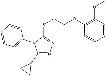 3-cyclopropyl-5-{[2-(2-methoxyphenoxy)ethyl]sulfanyl}-4-phenyl-4H-1,2,4-triazole 结构式